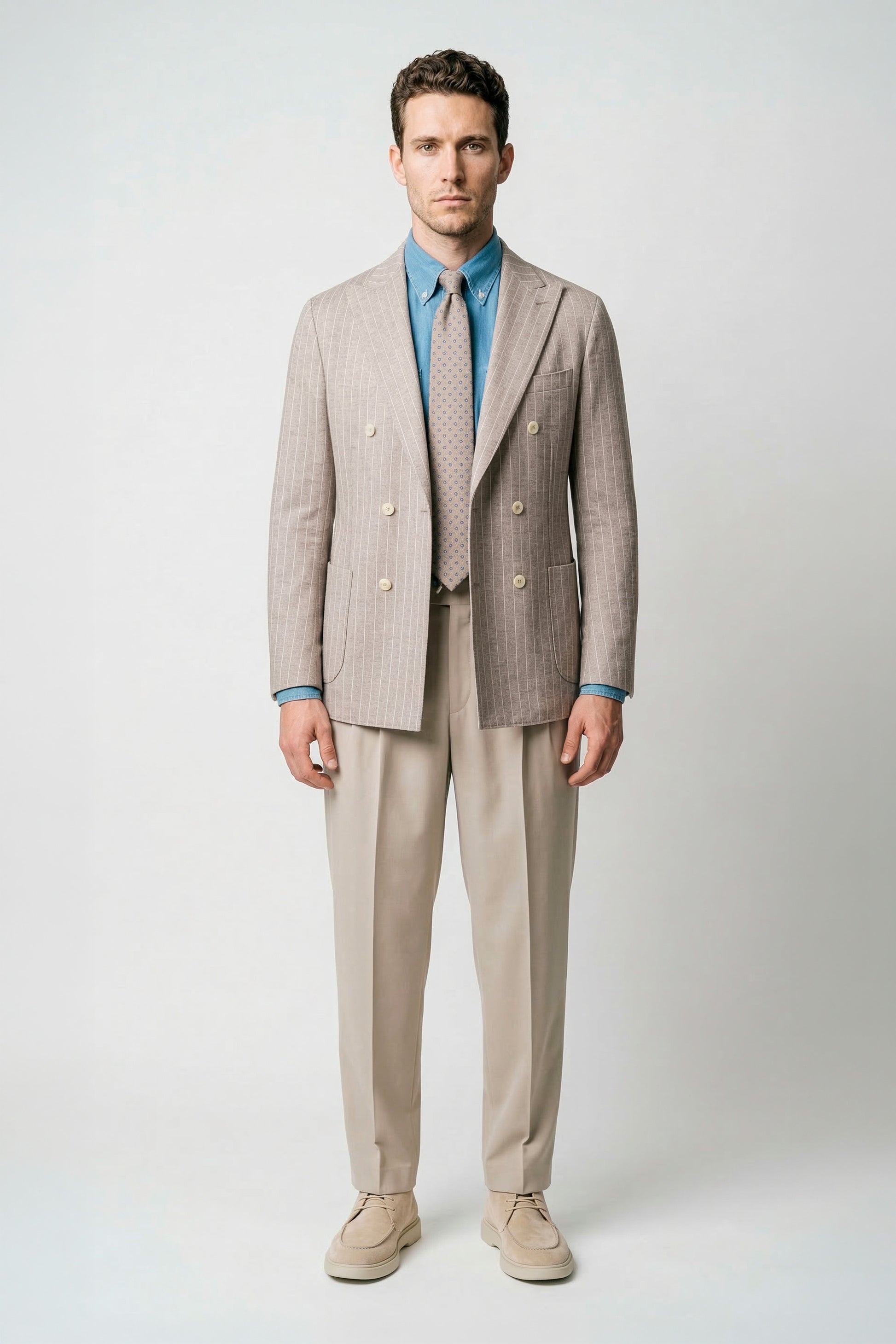 Pinstriped unlined double-breasted jersey blazer - MONTEZEMOLO