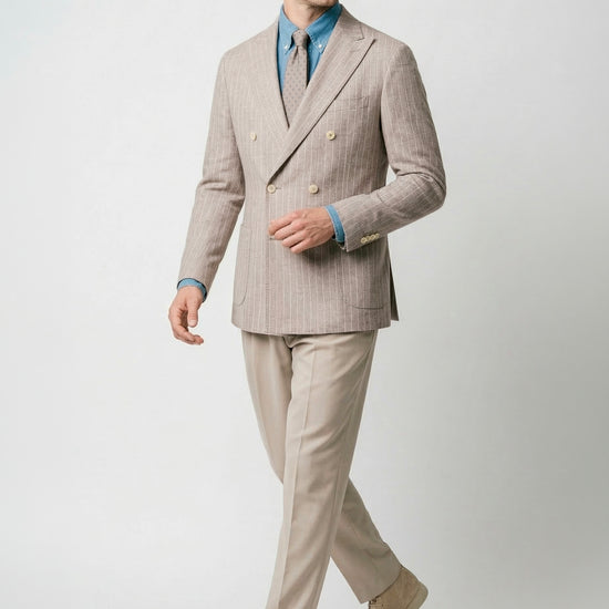 Pinstriped unlined double-breasted jersey blazer - MONTEZEMOLO