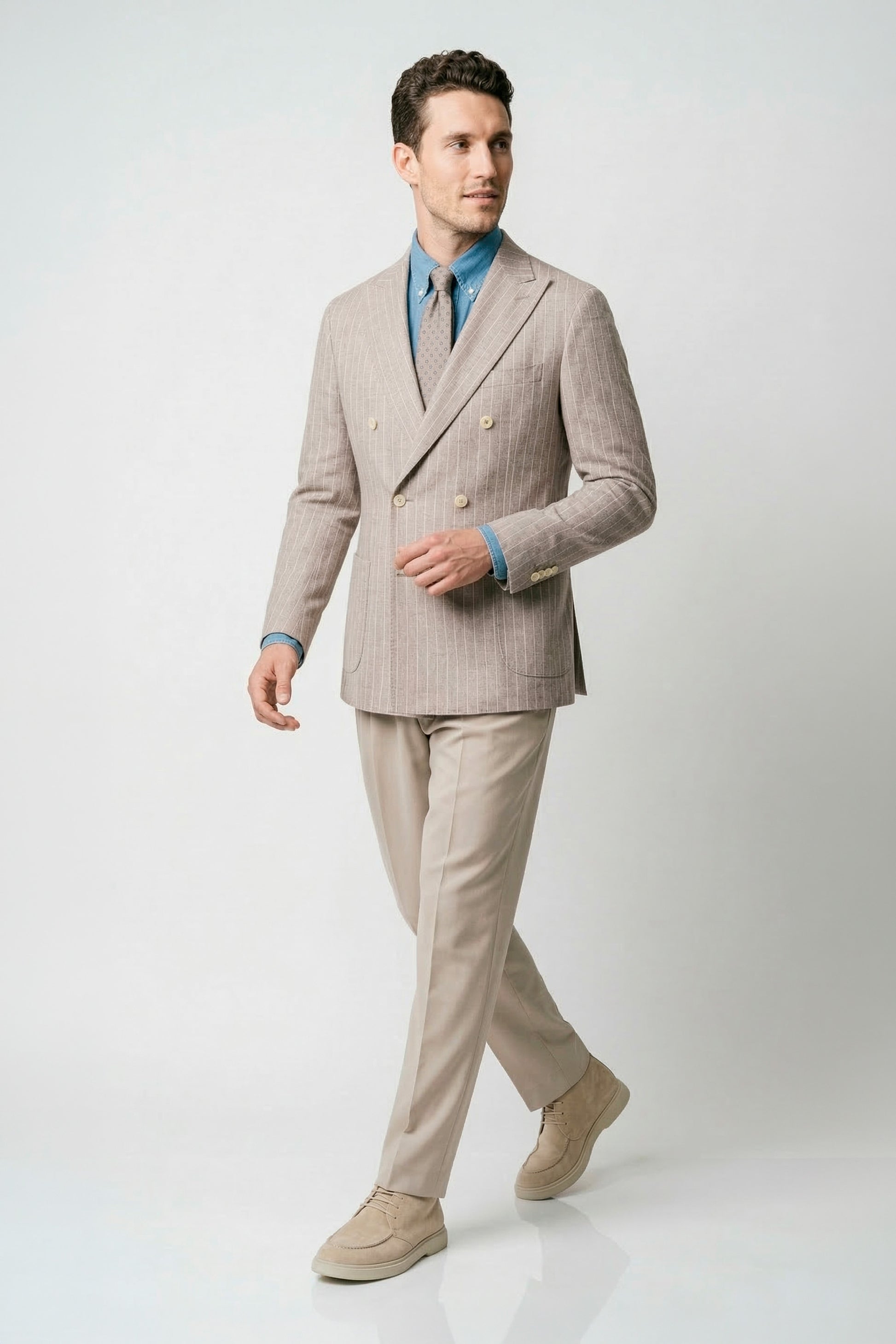 Pinstriped unlined double-breasted jersey blazer - MONTEZEMOLO