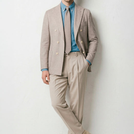 Pinstriped unlined double-breasted jersey blazer - MONTEZEMOLO