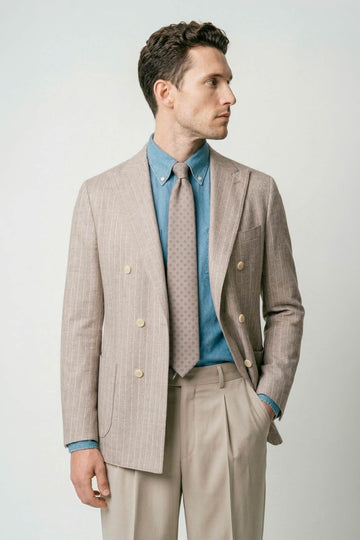 Pinstriped unlined double-breasted jersey blazer - MONTEZEMOLO