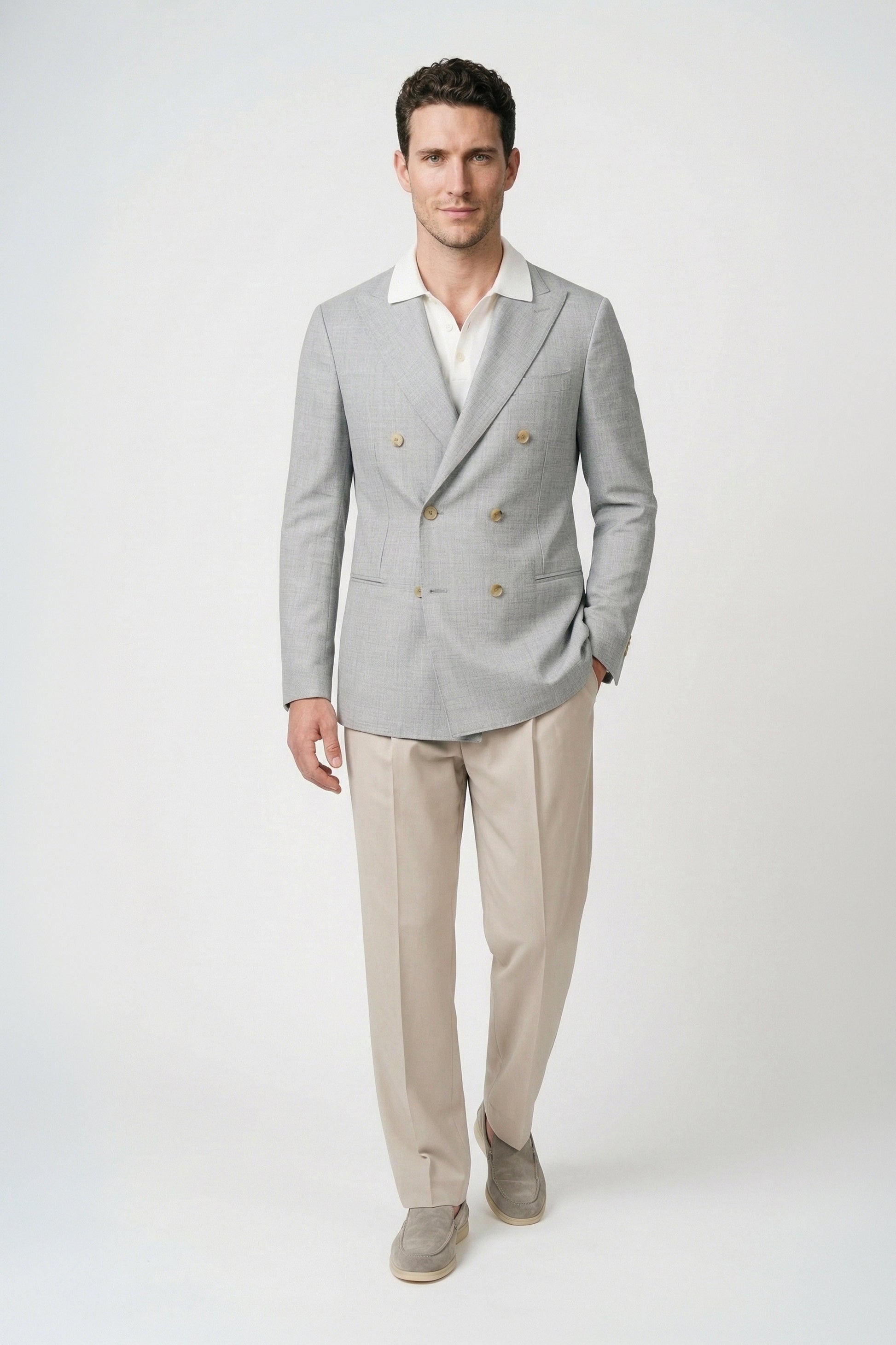 Unlined double-breasted jacket - Loro Piana® fabrics - MONTEZEMOLO
