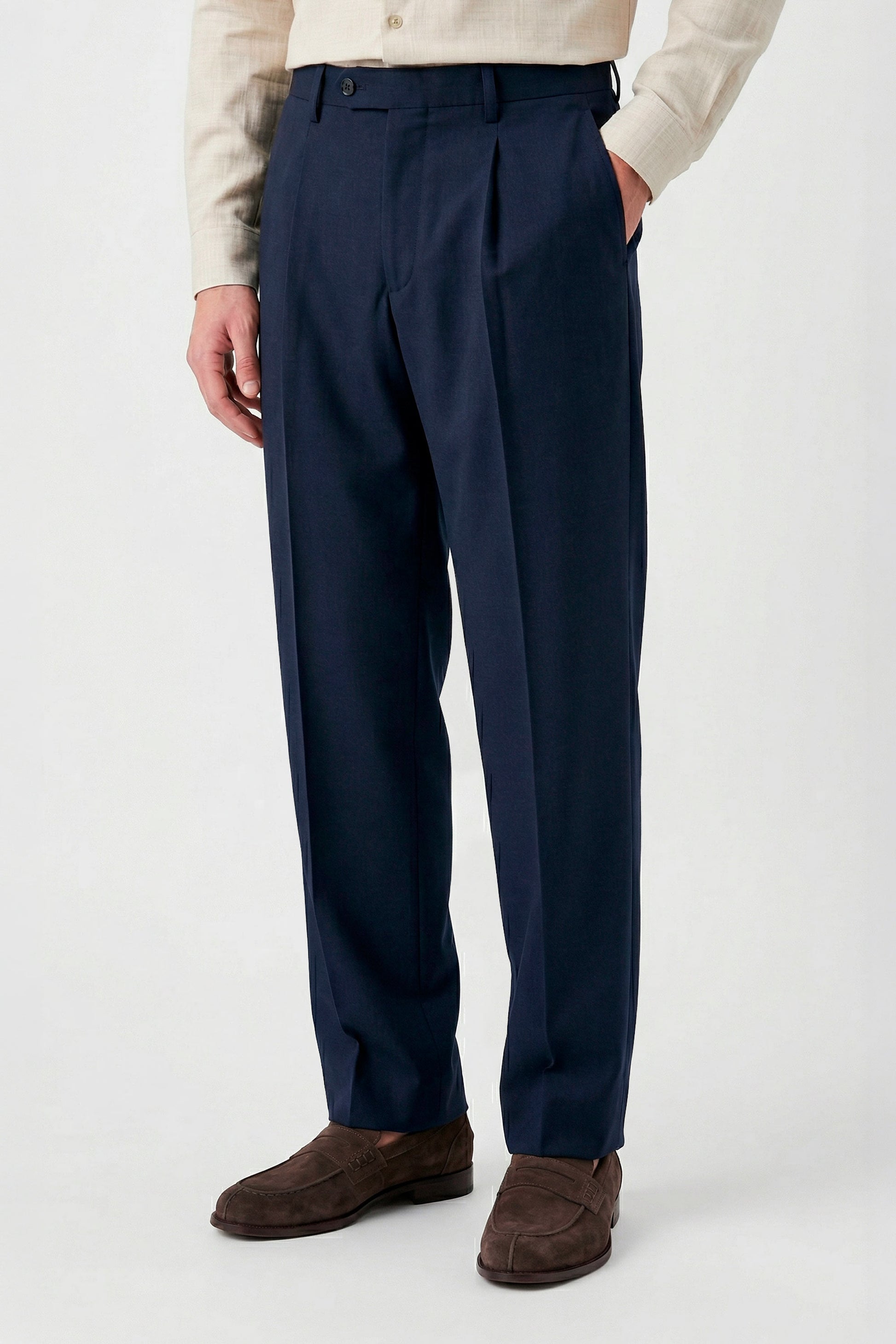 Bi-stretch wool tailored pleated trousers - MONTEZEMOLO