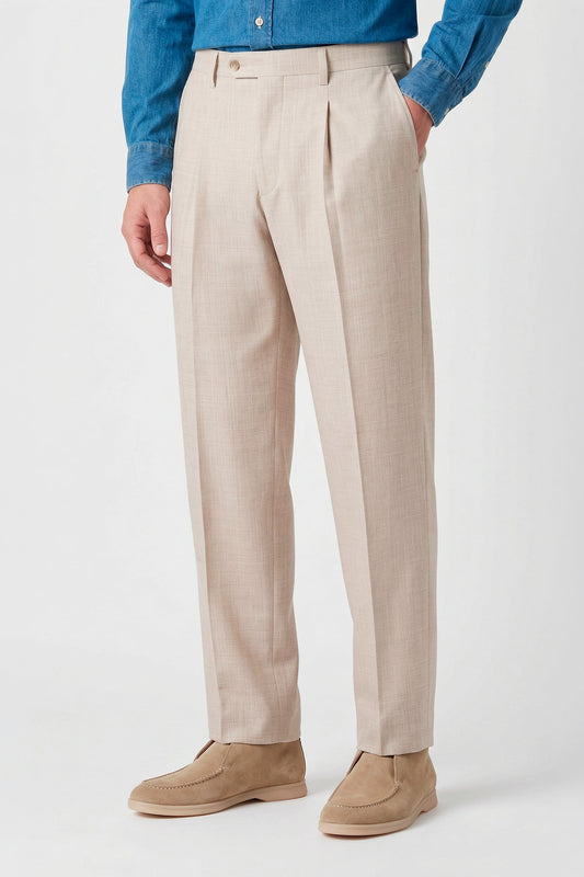 Bi-stretch wool tailored pleated trousers - MONTEZEMOLO