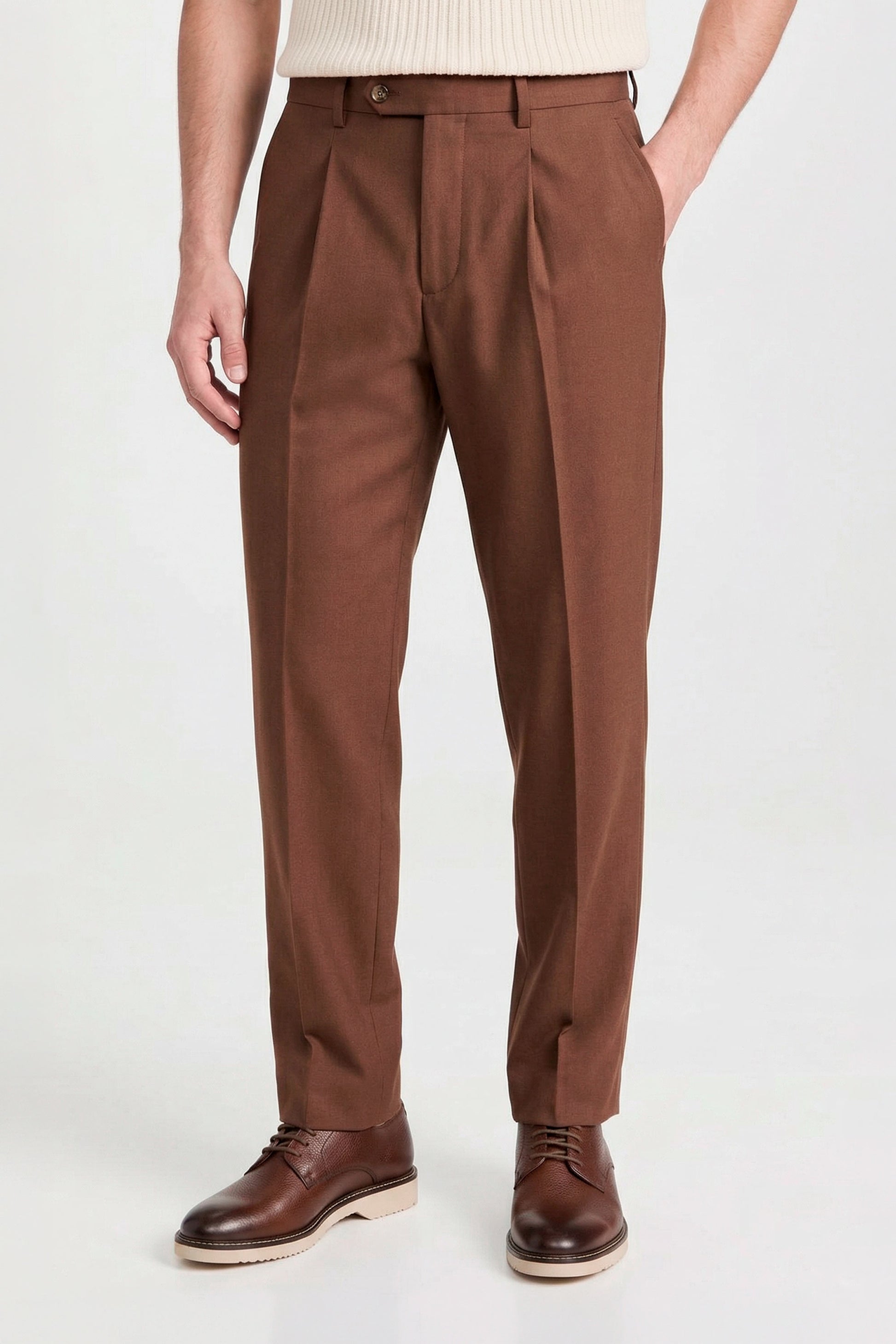 Bi-stretch wool tailored pleated trousers - MONTEZEMOLO