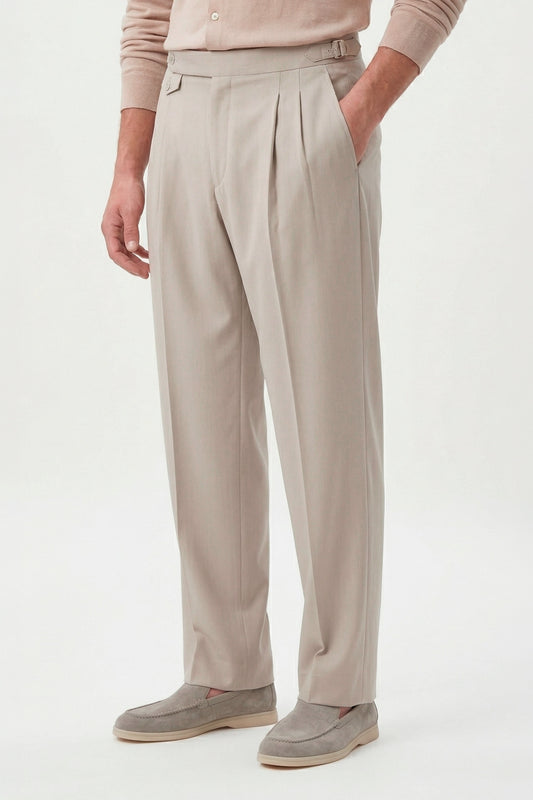 Double pleats Wide-fit fresco wool trousers - MONTEZEMOLO
