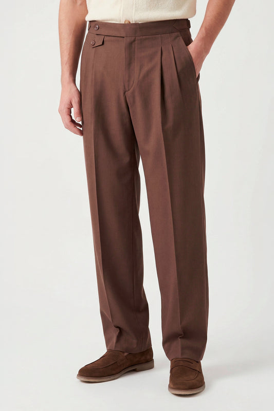 Double pleats Wide-fit fresco wool trousers - MONTEZEMOLO