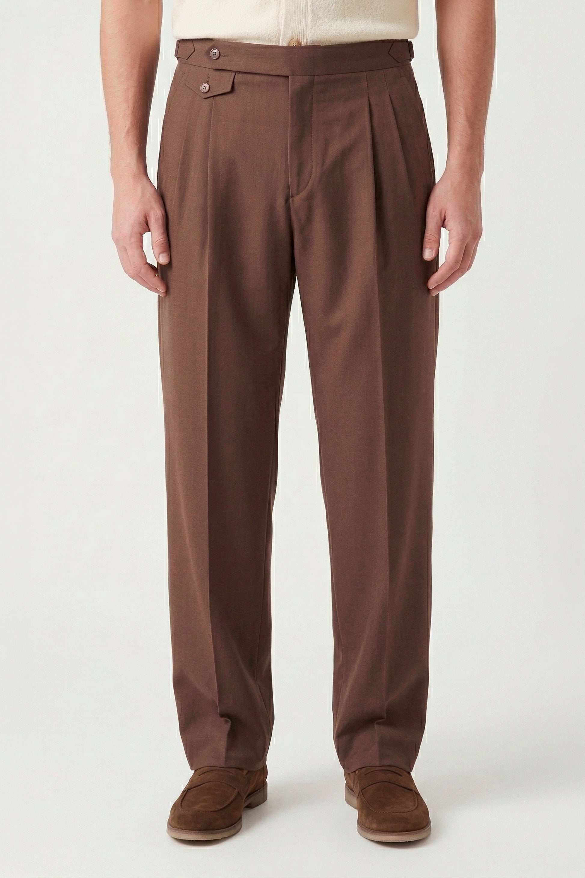 Double pleats Wide-fit fresco wool trousers - MONTEZEMOLO
