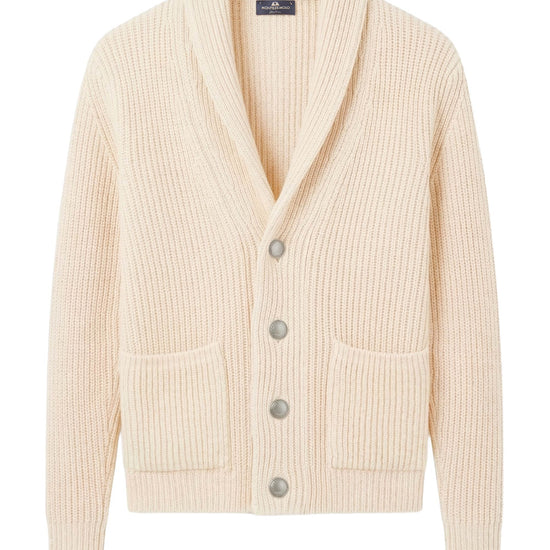 Shawl collar organic cotton rib cardigan - MONTEZEMOLO