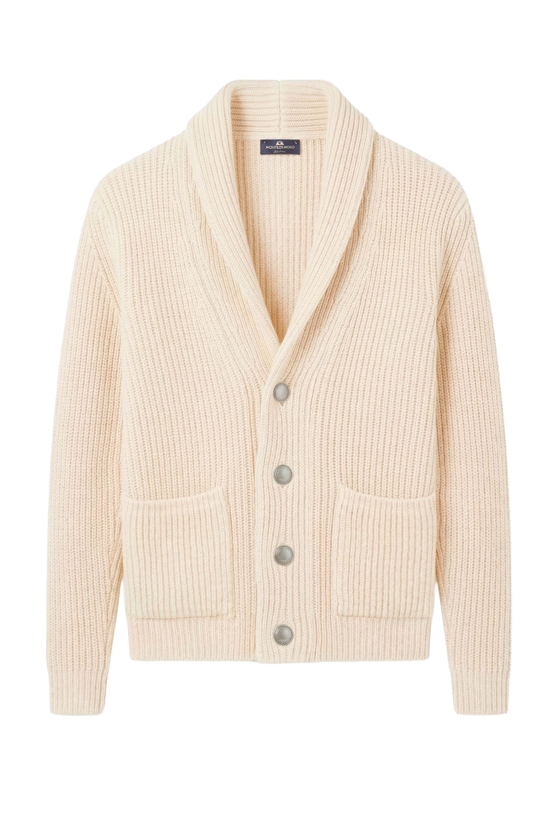 Shawl collar organic cotton rib cardigan - MONTEZEMOLO