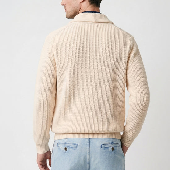 Shawl collar organic cotton rib cardigan - MONTEZEMOLO