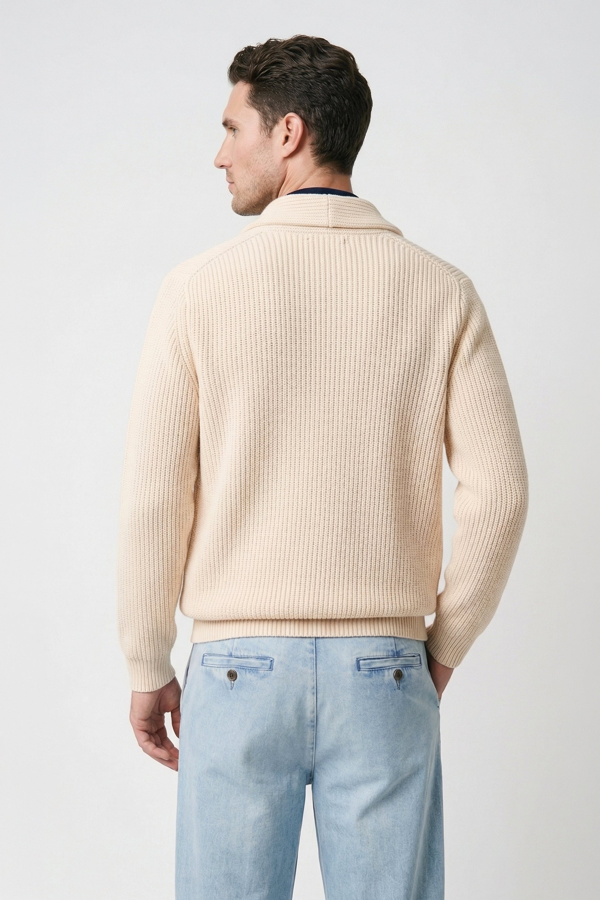 Shawl collar organic cotton rib cardigan - MONTEZEMOLO