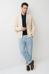 Shawl collar organic cotton rib cardigan - MONTEZEMOLO