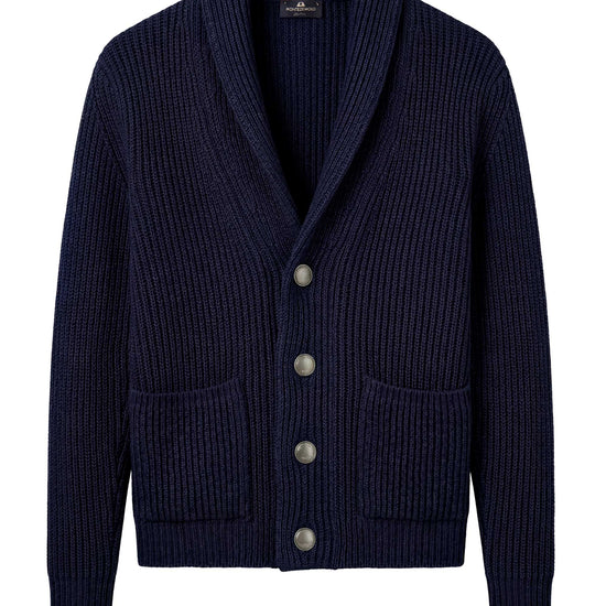 Shawl collar organic cotton rib cardigan - MONTEZEMOLO
