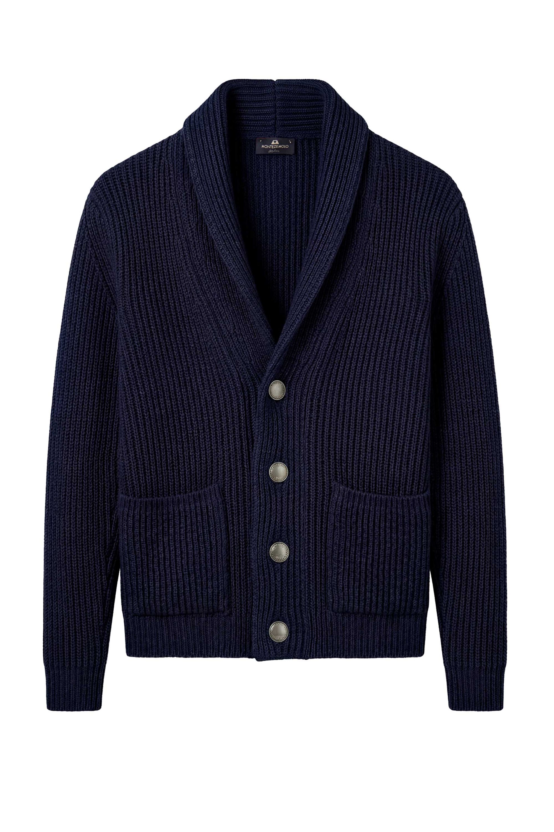 Shawl collar organic cotton rib cardigan - MONTEZEMOLO