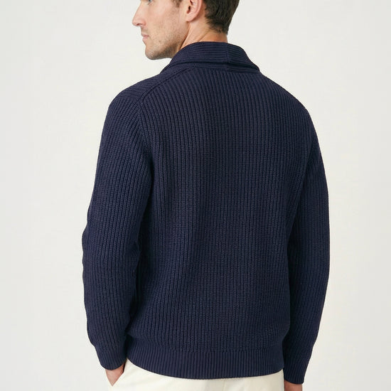 Shawl collar organic cotton rib cardigan - MONTEZEMOLO