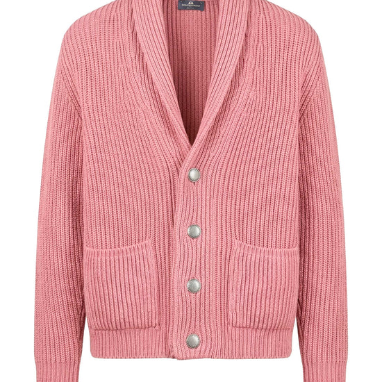 Shawl collar organic cotton rib cardigan - MONTEZEMOLO