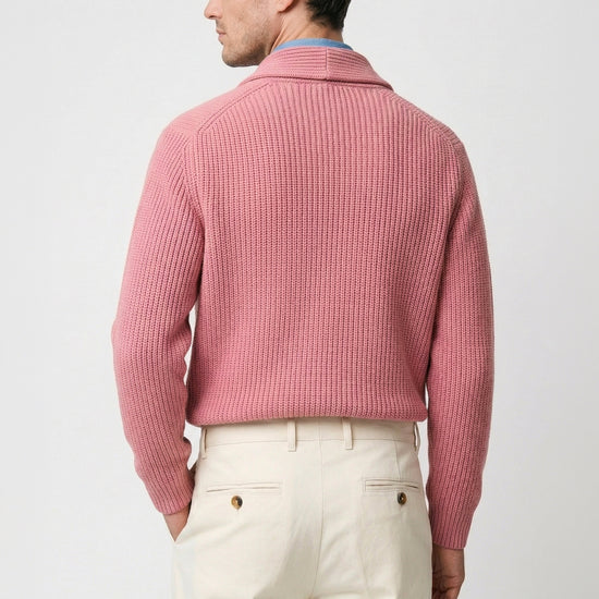 Shawl collar organic cotton rib cardigan - MONTEZEMOLO