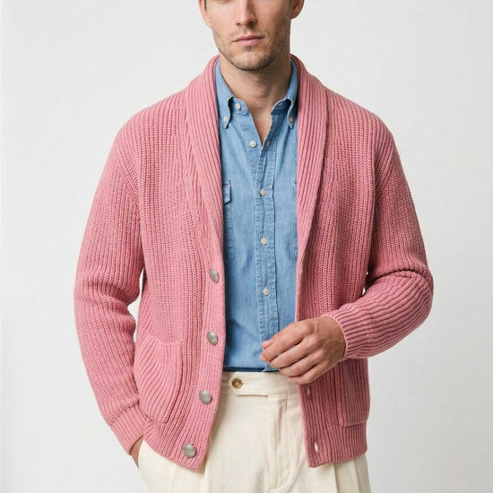 Shawl collar organic cotton rib cardigan - MONTEZEMOLO