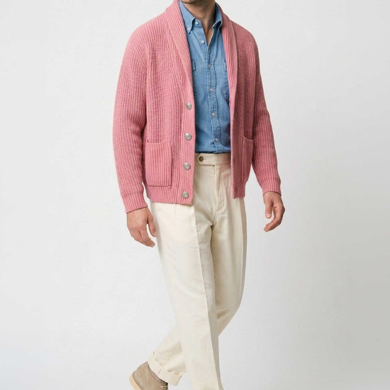 Shawl collar organic cotton rib cardigan - MONTEZEMOLO