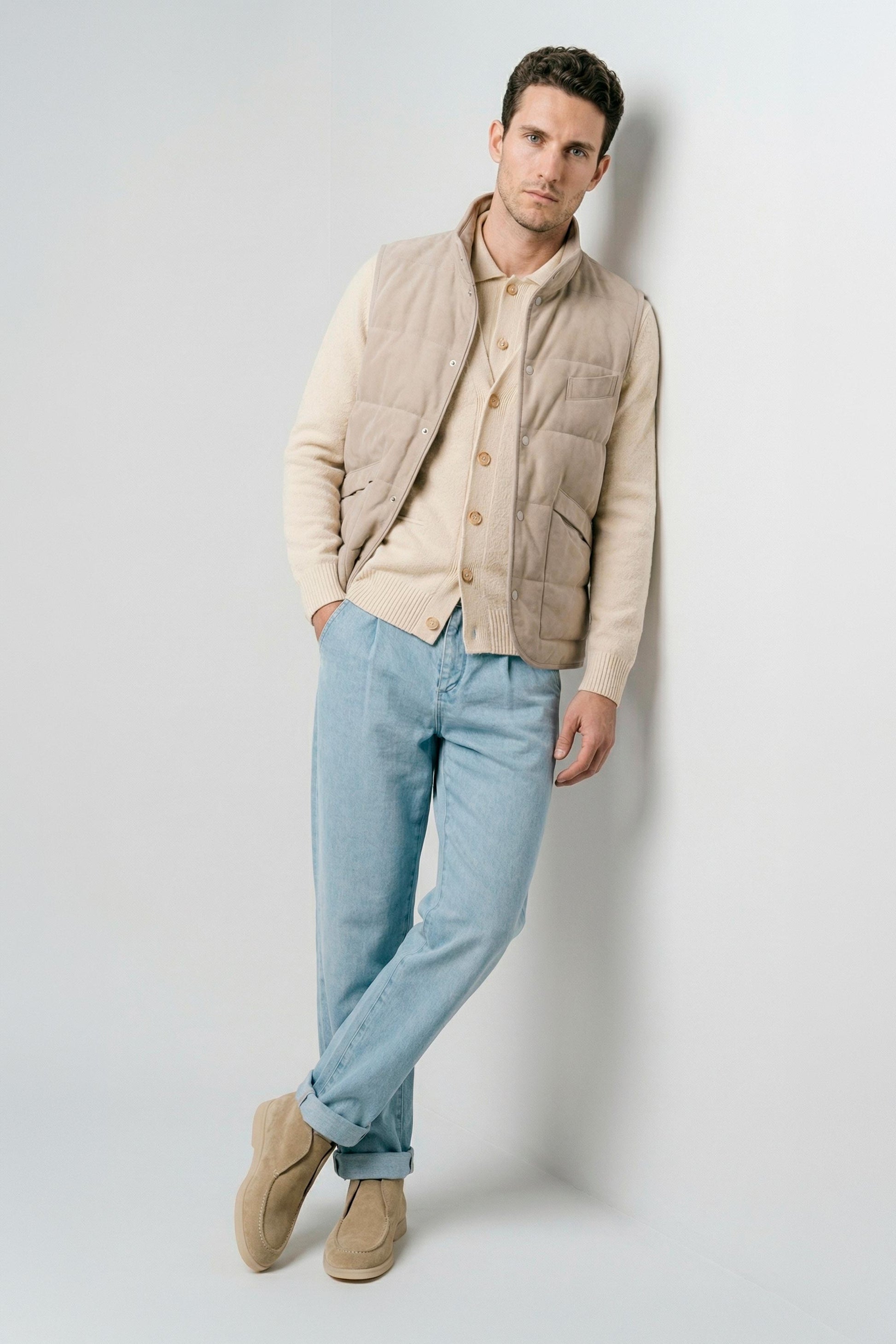 Suede vest with silver-plated buttons - MONTEZEMOLO