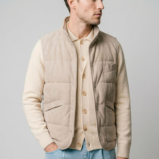 Suede vest with silver-plated buttons - MONTEZEMOLO