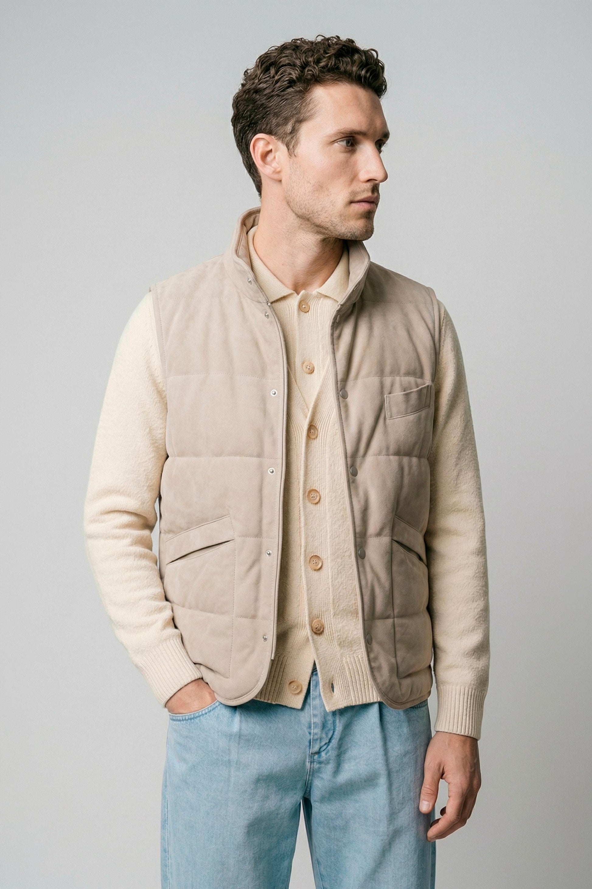 Suede vest with silver-plated buttons - MONTEZEMOLO