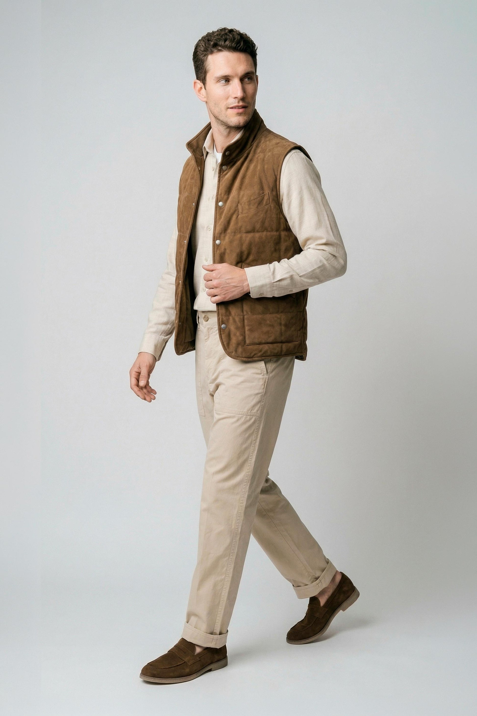 Suede vest with silver-plated buttons - MONTEZEMOLO