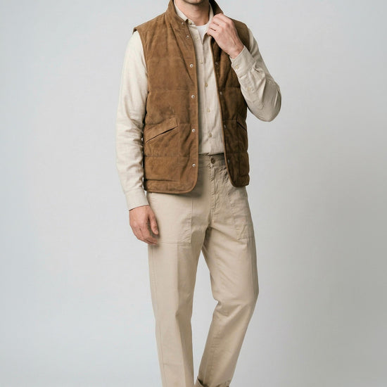 Suede vest with silver-plated buttons - MONTEZEMOLO