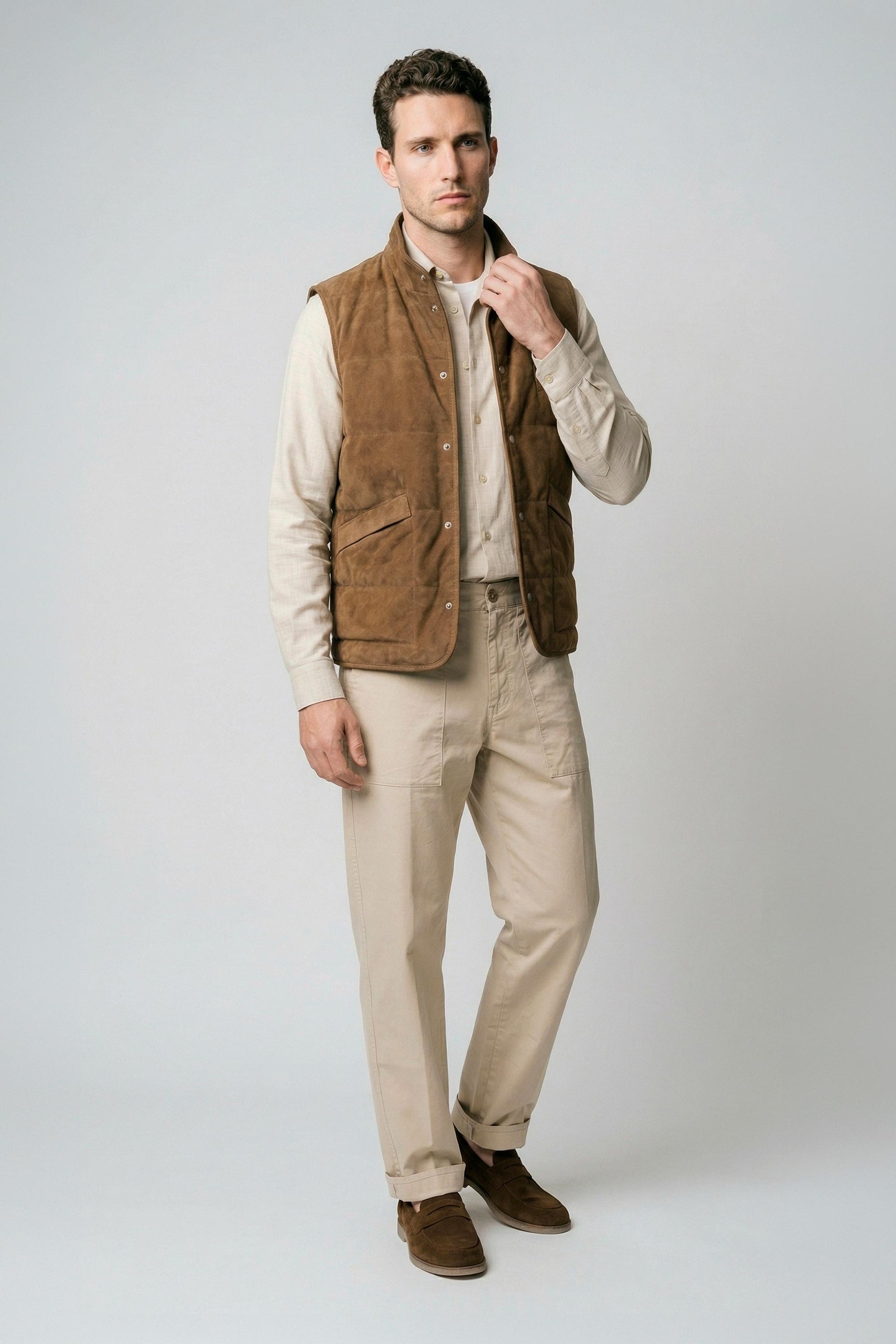 Suede vest with silver-plated buttons - MONTEZEMOLO