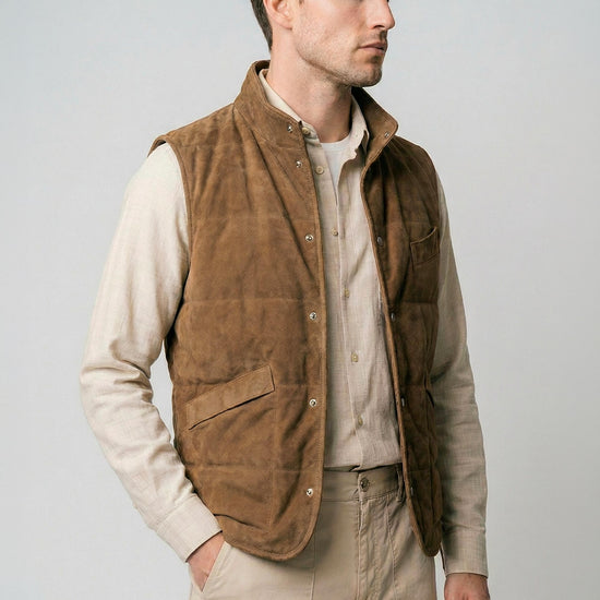 Suede vest with silver-plated buttons - MONTEZEMOLO