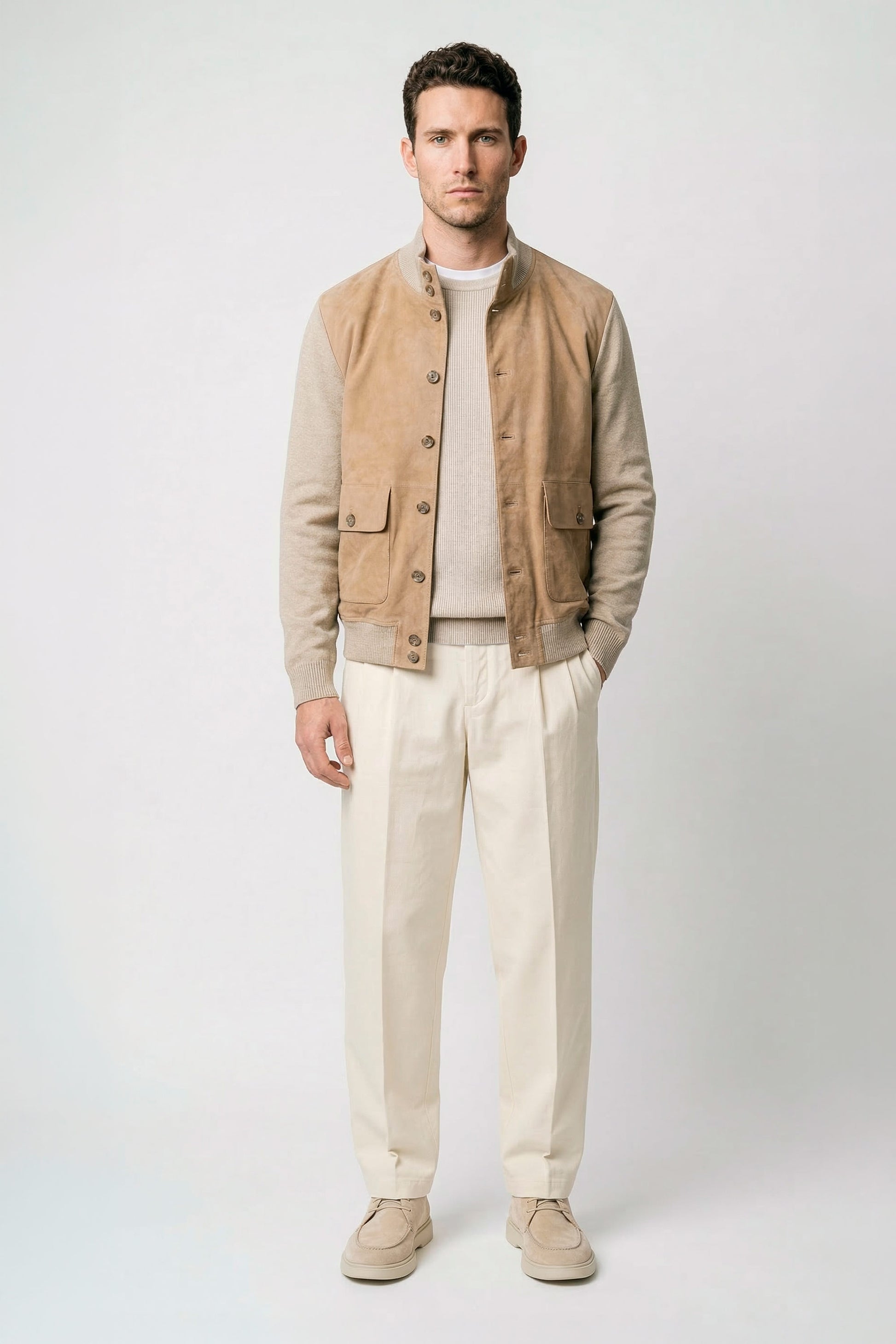 Cardigan jacket with suede front - MONTEZEMOLO