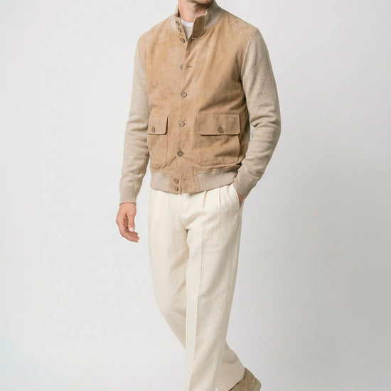 Cardigan jacket with suede front - MONTEZEMOLO