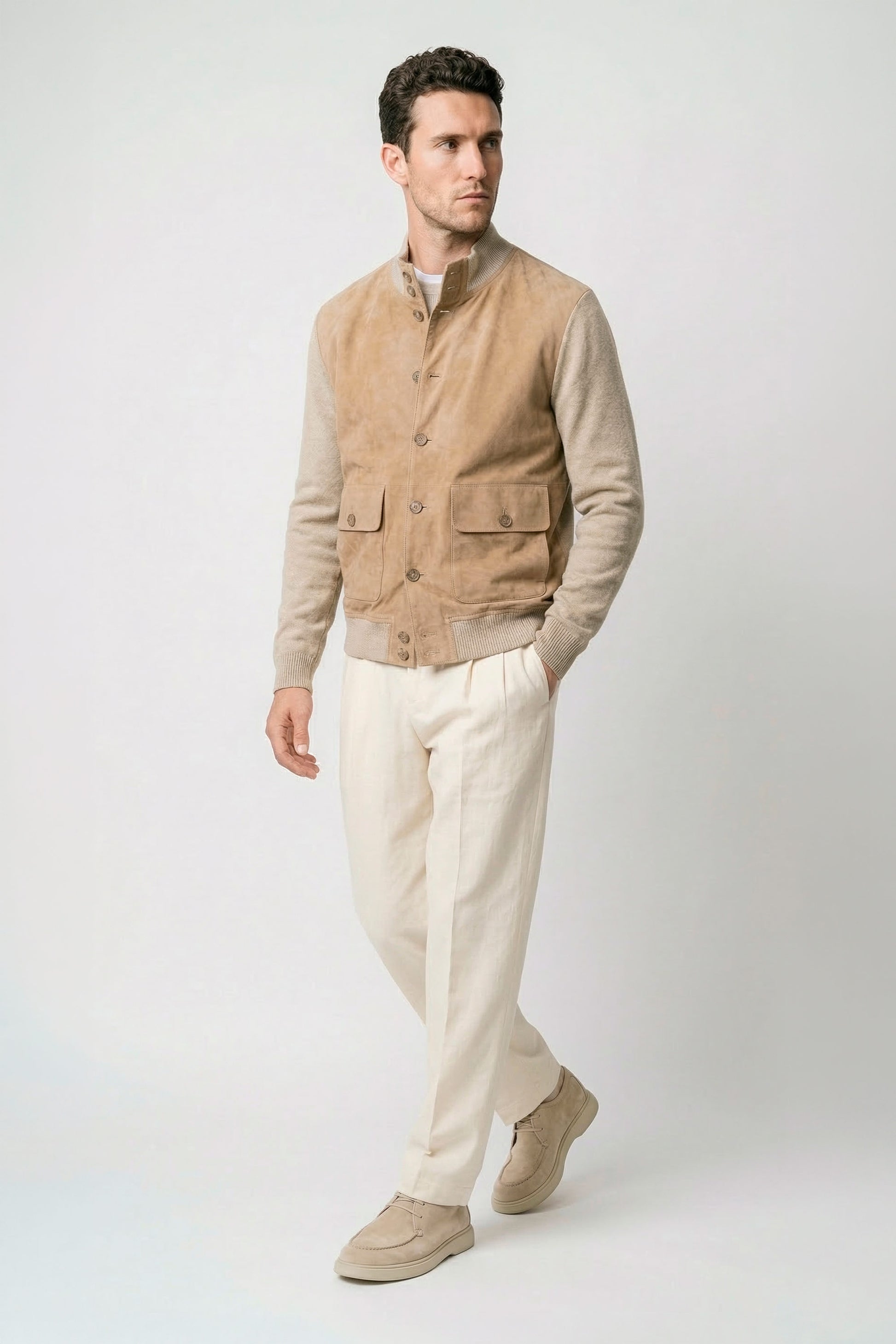 Cardigan jacket with suede front - MONTEZEMOLO