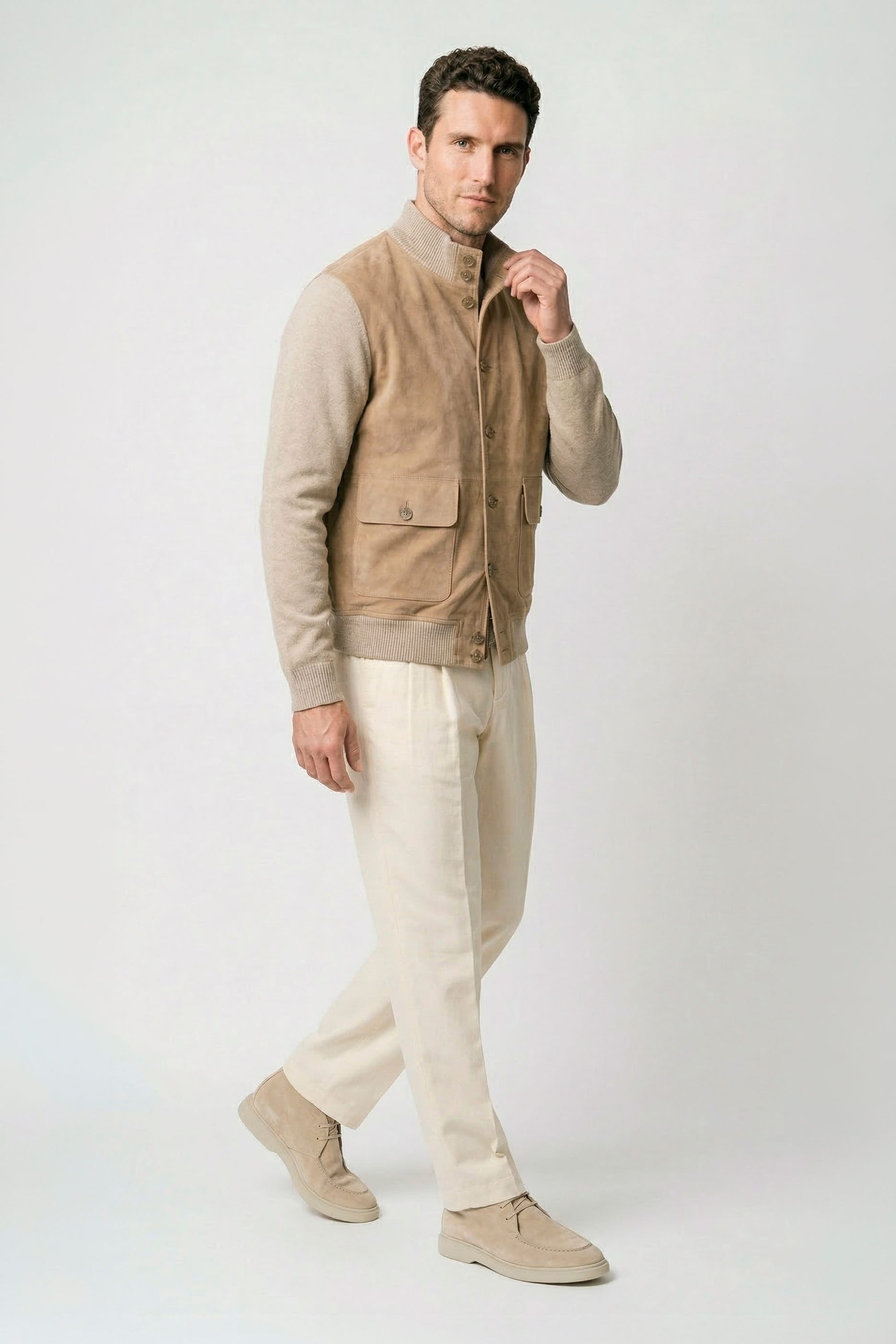 Cardigan jacket with suede front - MONTEZEMOLO