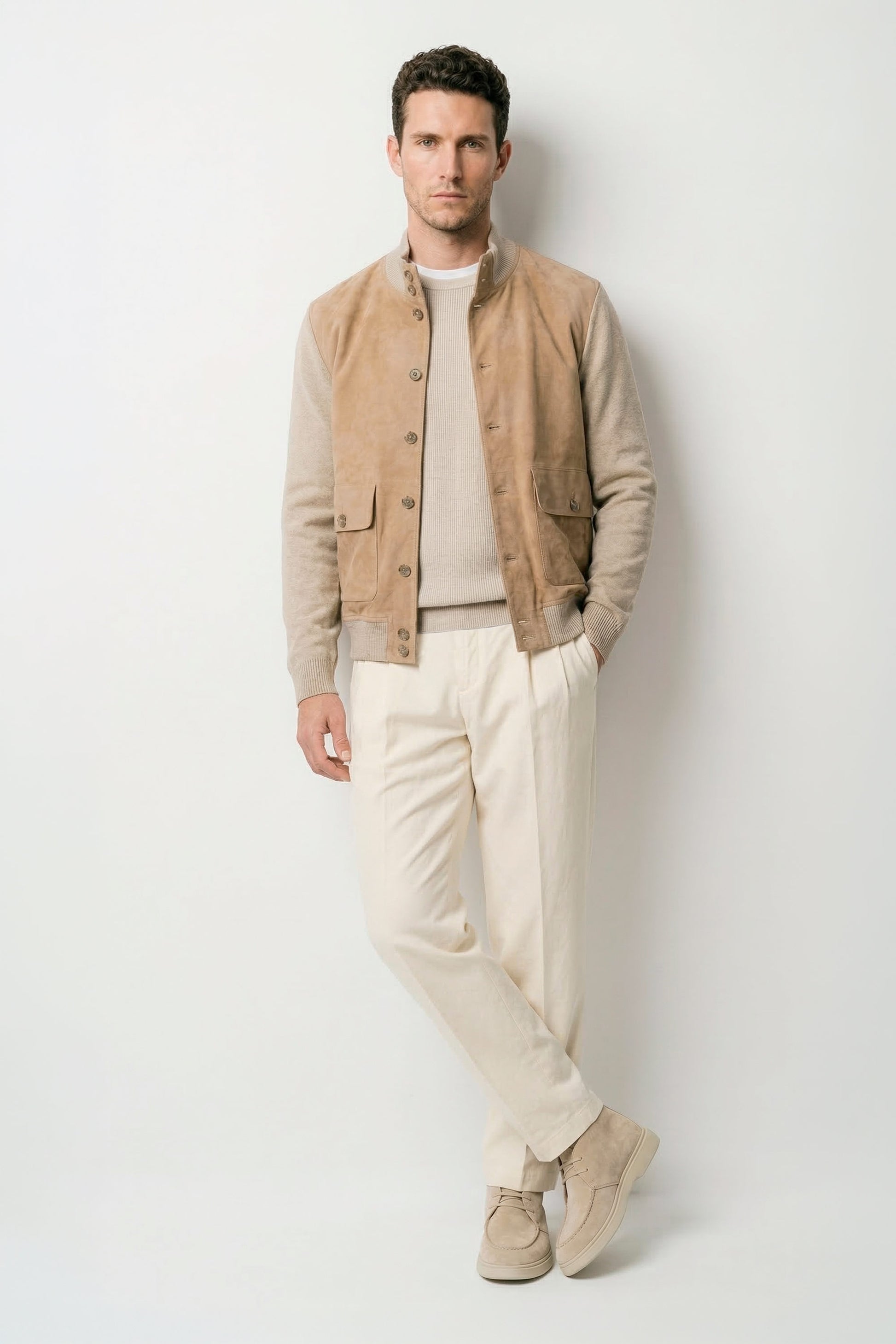 Cardigan jacket with suede front - MONTEZEMOLO