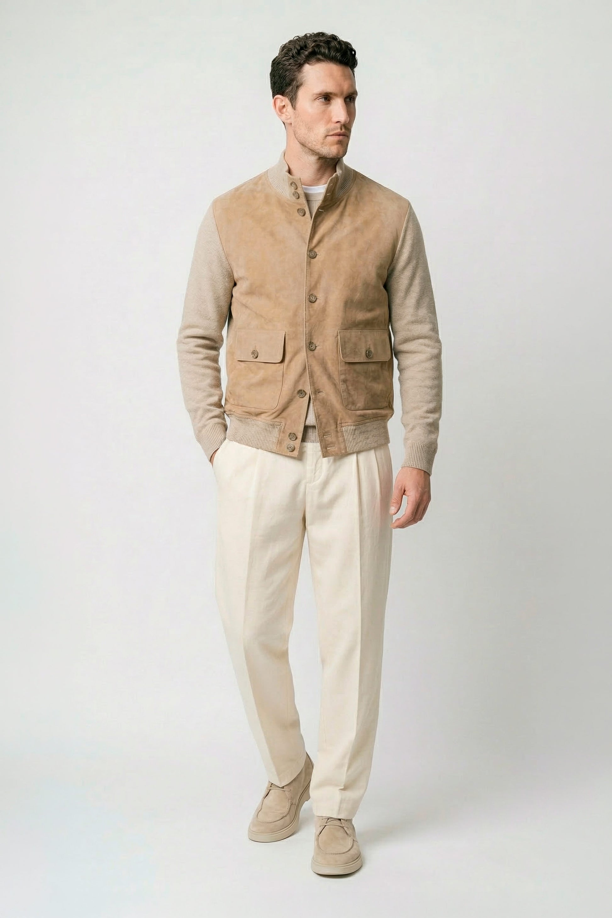 Cardigan jacket with suede front - MONTEZEMOLO