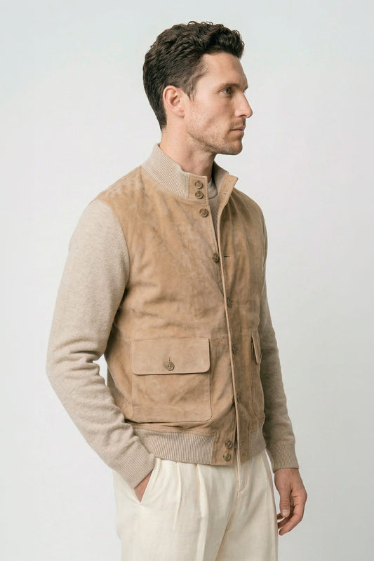 Cardigan jacket with suede front - MONTEZEMOLO