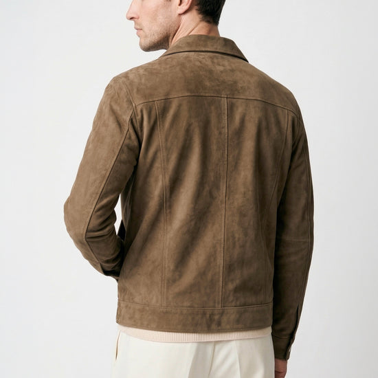 Suede trucker jacket with silver-plated buttons - MONTEZEMOLO