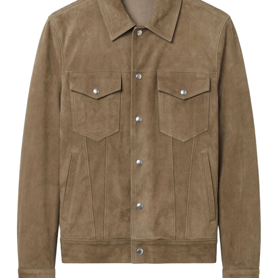Suede trucker jacket with silver-plated buttons - MONTEZEMOLO