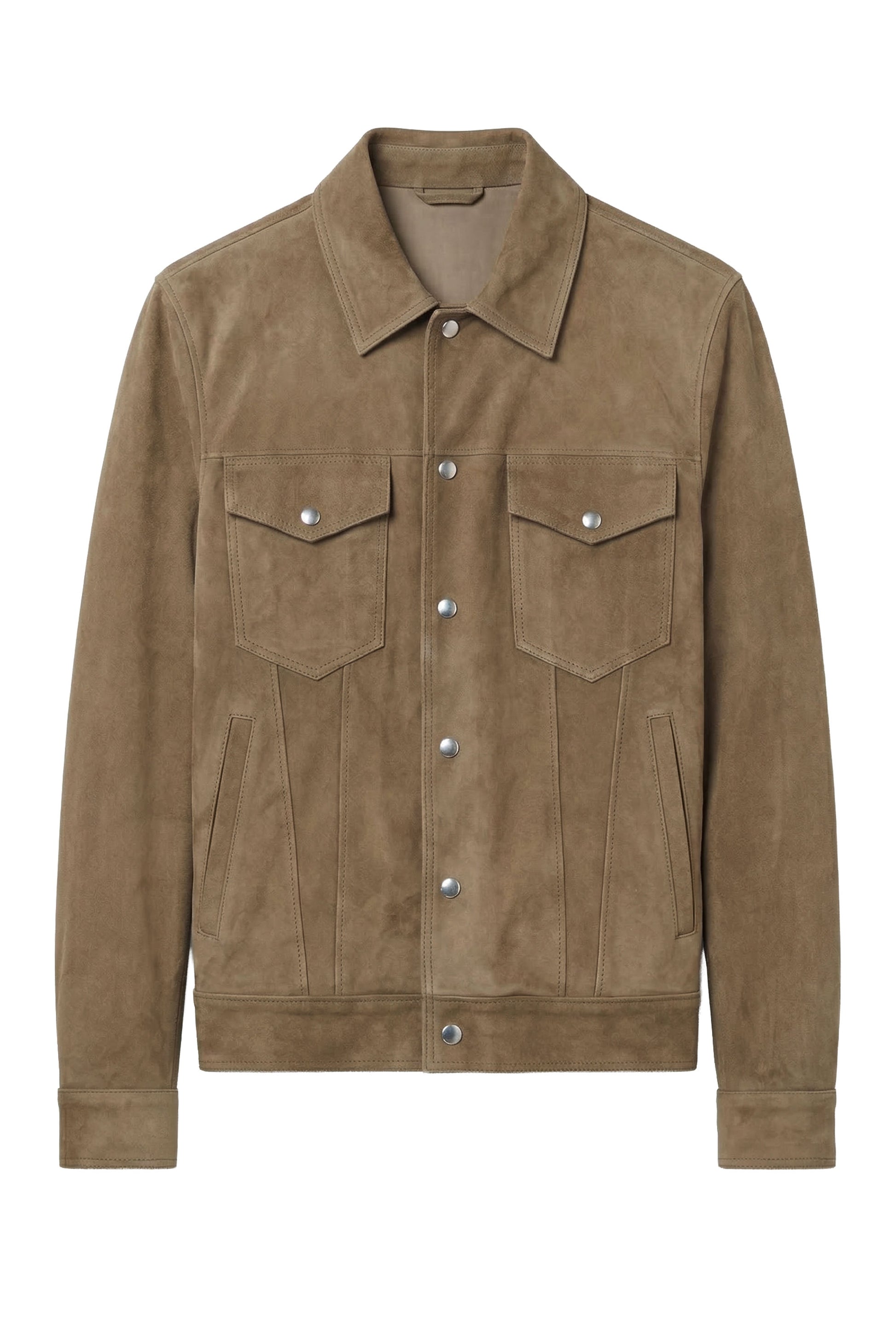 Suede trucker jacket with silver-plated buttons - MONTEZEMOLO