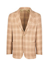 Unstructured Camel Wool Single-Breasted Check Jacket