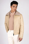 Nubuck Leather Trucker Jacket with Shearling Lining - MONTEZEMOLO