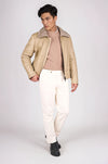 Nubuck Leather Trucker Jacket with Shearling Lining - MONTEZEMOLO
