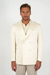 Double-breasted Jersey Blazer in Linen & Cotton