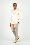 Double-breasted Jersey Blazer in Linen & Cotton