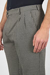 Wide Leg Tapered Pied-de-poule Trousers