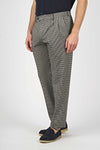Wide Leg Tapered Pied-de-poule Trousers