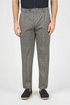 Wide Leg Tapered Pied-de-poule Trousers