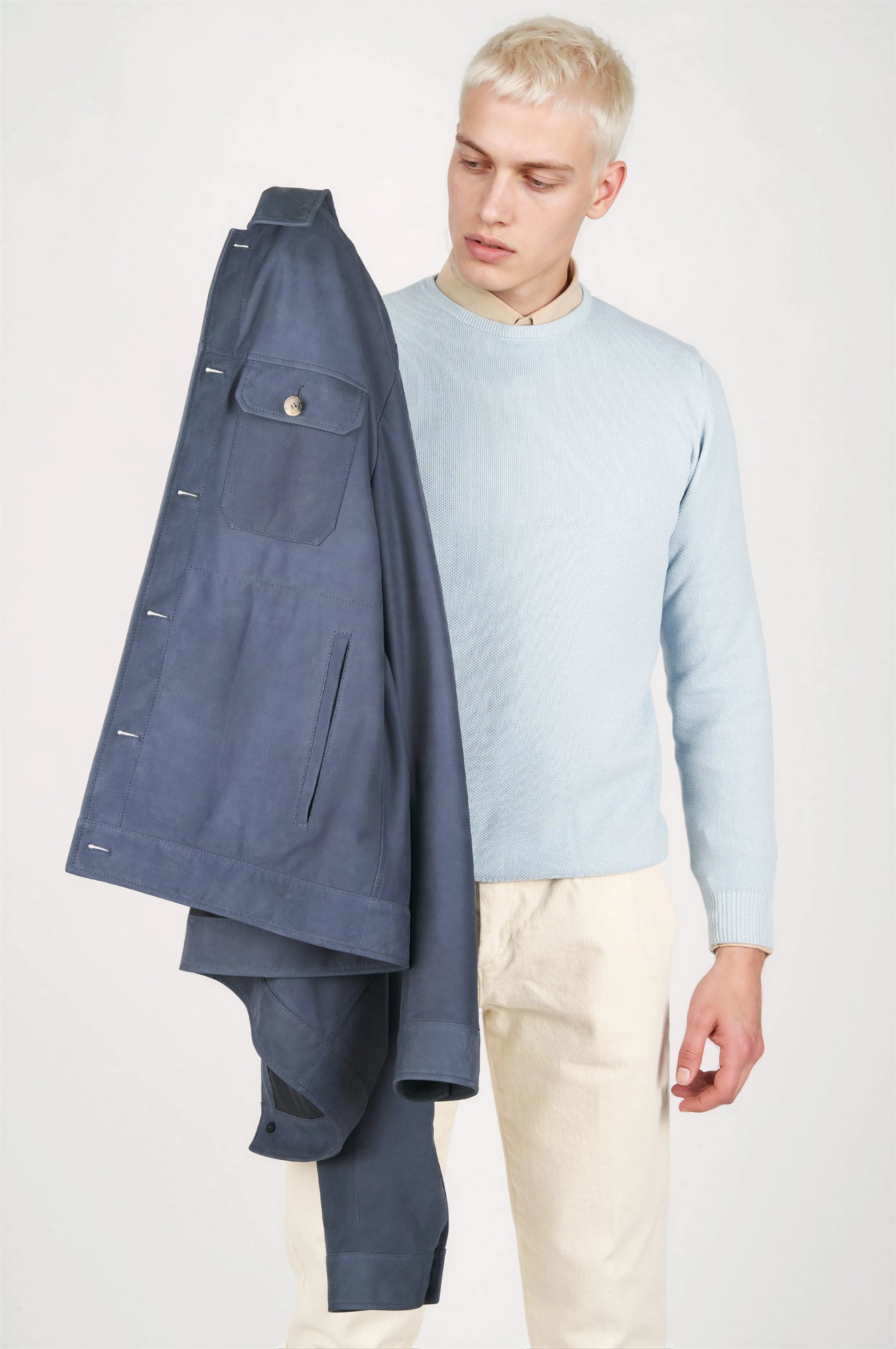 Nubuck Leather Trucker Jacket - MONTEZEMOLO